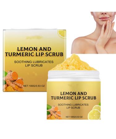 homomdy Natural Turmeric Lemon Lip Scrub for Dark Lips - Lip scrub for chapped and dry lips - Moisturizes and brightens dull dark lips