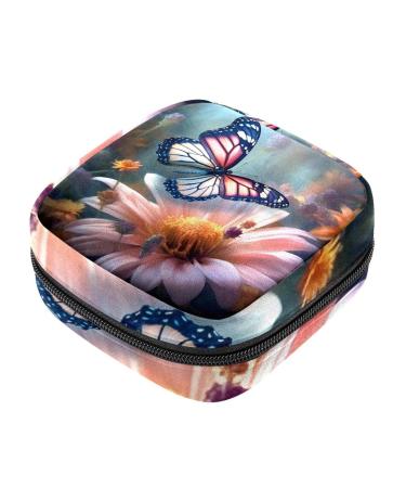 Storage bags for women's tape with flower and butterfly motif portable with zipper for teenagers girls women women color 4