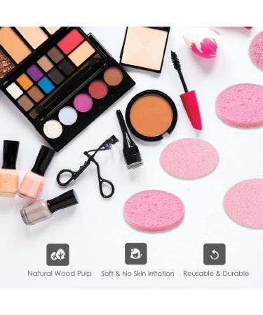 60-Count Compressed Facial Sponges - 100% Natural Spa Sponges for Cleansing and Exfoliating (Pink) - Buy Online on GoSupps.com