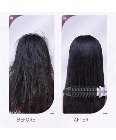 Mini Curling Iron Travel Hair Brush - Anti-Scald Round Hot Brush for All Hair Types | Professional Instant Heat Up Curling Wand | Purple - Buy Online on GoSupps.com