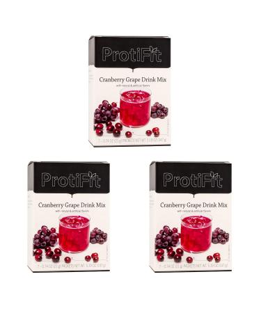 PROTIFIT - High Protein Cranberry Grape Fruit Drink 3 Pack 15g Protein Low Calorie Sugar Free Ideal Protein Compatible 7 Servings Per Box (3 Pack)