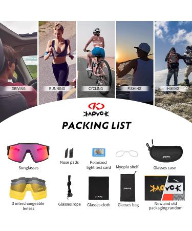 KAPVOE Polarized Cycling Glasses with 4 Interchangeable Lenses | TR90 Sports Sunglasses for Men and Women - Running Sunglasses 01 - Buy Online on GoSupps.com