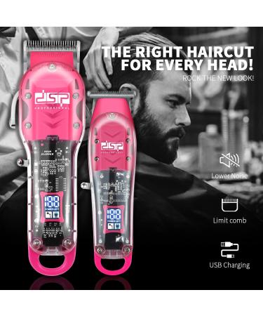 DSP Hair Clipper Trimmer Kit for Men Professional Barber Set for Hair and Beard Cutting Zero Gap T-Blade Beard Trimmer with LED Display (Pink) - Buy Online on GoSupps.com