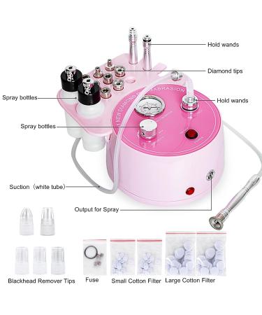 Pink Diamond 3-in-1 Dermabrasion Machine | Professional Pore Vacuum for Skin Toning & Blackhead Removal | 0-70 cmHg Suction Power | Facial Treatment at Home - Buy Online on GoSupps.com