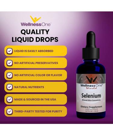WellnessOne Selenium Drops - Heart & Thyroid Support - Boost Immunity & Antioxidant Enzymes - 1.67fl - Buy Online on GoSupps.com