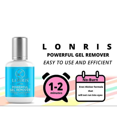 LONRIS Fast Gel Remover 15ml - No-Burn Formula | Dissolves Lash Adhesive in 1-2 Minutes | Thick Consistency, Blue Color | Odorless Eyelash Extension Supply - Buy Online on GoSupps.com