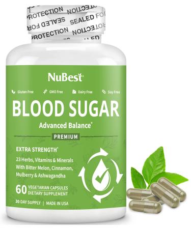 Blood Sugar - Advanced Formula with Bitter Melon Ashwagandha Cinnamon Chromium Magnesium Vitamins Alpha Lipoic Acid Cayenne Pepper & More | 60 Capsules | 1 Month Supply New 60 Count (Pack of 1)