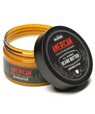 Live Bearded: Beard Butter Made in USA - American 3oz - Beard Leave in Conditioner Beard Care All-Natural Beard Softener with Shea Butter American - Cedar Pine Vetiver Bergamot