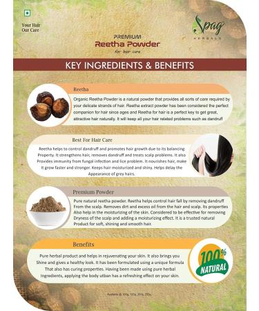 ORGANIZE Spag Herbs Organic Reetha Hair Powder 100 GMS - Buy Online on GoSupps.com