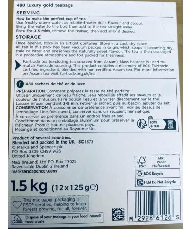 M&S Luxury Gold Tea Jumbo Pack 1.5kg - 480 Teabags - in a Premier Life Store Box - Buy Online on GoSupps.com