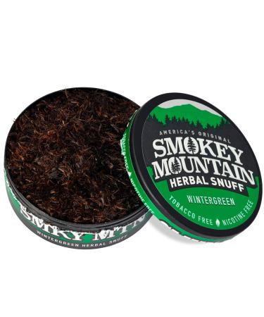 Smokey Mountain Herbal Long Cut  Wintergreen  1 Can - Tobacco Free and Nicotine Free Snuff