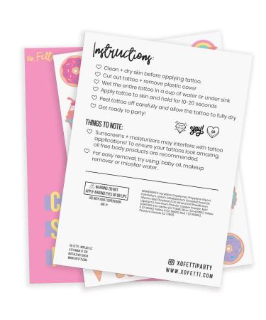 XO Fetti Donut Party Valentine's Day Temporary Tattoos - 48 Glitter Styles | Dessert Birthday Supplies - Buy Online on GoSupps.com