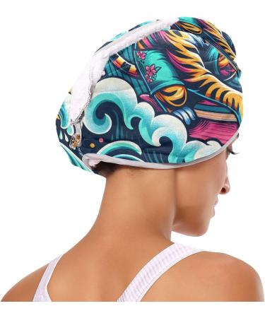 Summer Surfing Tiger Hair Towel 2 Pack | Super Absorbent & Quick Dry Hair Turbans for Women & Girls - Buy Online on GoSupps.com