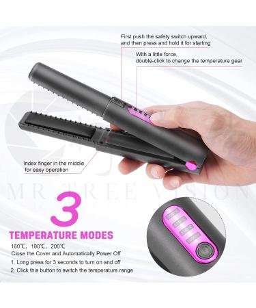 OBEST Cordless Hair Straighteners Curler 2 in 1 Mini Portable Travel Wireless Flat Iron Fast Heat Up Anti-Scald 3-Level Straightener for Swift Smooth and Glossy Hair Type-C Rechargeable (Grey) Gray - Buy Online on GoSupps.com
