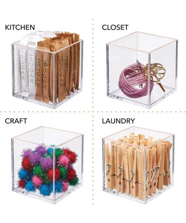 mDesign Prism Collection Cosmetic Organizer - 6 Pack, Clear/Rose Gold - Ideal for Bathroom, Bedroom, Vanity Countertop - Makeup Storage Bin for Brushes, Palettes, Lipstick, Blush - Buy Online on GoSupps.com