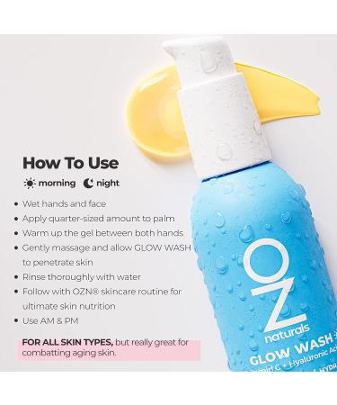 OZNaturals Glow Wash - Anti-Aging Face Wash with Hyaluronic Acid & Vitamin C for Brighter Plumper Skin - 3 oz | Shop Worldwide - Buy Online on GoSupps.com