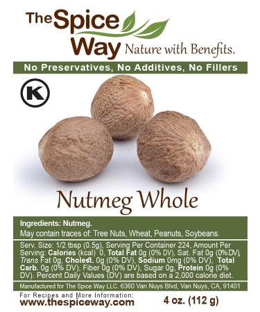 The Spice Way Nutmeg Whole - 4 oz: Premium Whole Nutmeg for Culinary Delights - Buy Online on GoSupps.com