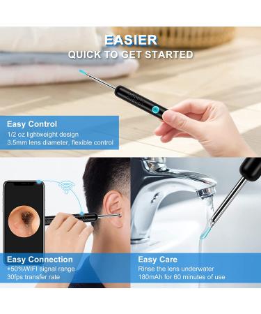 Ear Wax Removal Tool Camera - R1 Upgraded Wireless Otoscope with 1080P HD Camera | Ear Cleaner with Anti-Fall Off Eartips | Waterproof Ear Camera | Earwax Removal Kit for iPhone & Android - Black - Buy Online on GoSupps.com