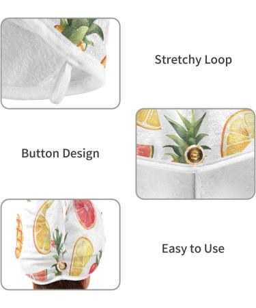 2 Pack Colorful Hair Towels - Super Absorbent Pineapple Grapefruit Strawberry Quick Dry Turbans for Women & Girls - Buy Online on GoSupps.com