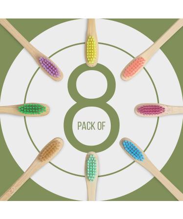 Lamcy Bamboo Toothbrushes for Adults with Medium Bristles | Pack of 8 Natural Bamboo Toothbrush | Eco-Friendly Natural Wooden Toothbrush | Organic Biodegradable Handle | BPA Free Tooth Brushes Adults - 8 Pack - Buy Online on GoSupps.com