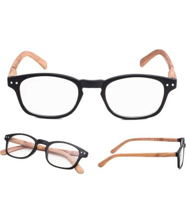 LUR Reading Glasses 5 Pack - Bamboo-Look Temples Stylish Black Readers (+1.50) - Ideal for International Shipping - Buy Online on GoSupps.com