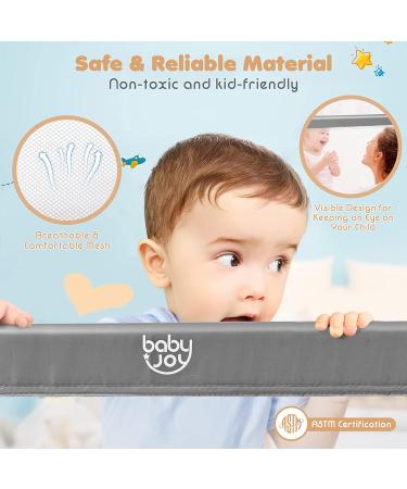 Baby Joy 59 Extra Long Swing Down Bed Rails for Toddlers - Folding Bed Guard with Safety Straps - Grey 59-Inch - Buy Online on GoSupps.com