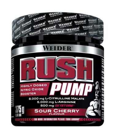 Weider Rush Pump Pre Workout Booster without caffeine pump booster high-dosed with L-Citrullin L-arginine and oxystorm amino acids complex sour cherry taste 375 g - Buy Online on GoSupps.com
