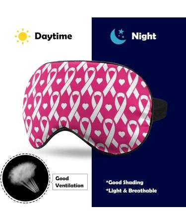 Pink Ribbon Breast Cancer Sleep Mask - Adjustable Strap Eye Cover for Men and Women - Ideal for Travel, Night, and Nap - Light Blocking Blindfold - Buy Online on GoSupps.com