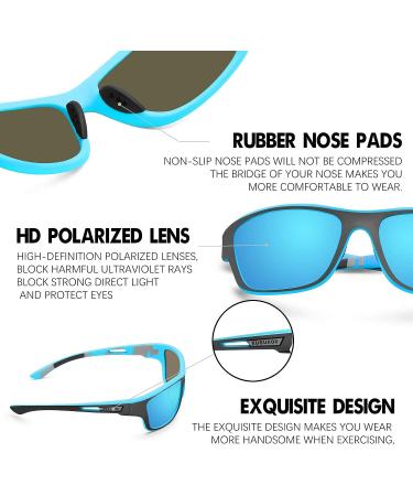 KUGUAOK Polarized Sports Sunglasses for Men - 2 Pack Black+Blue - UV Protection Goggles for Driving, Cycling, Fishing - Buy Online on GoSupps.com