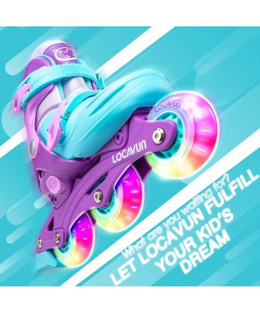 LOCAVUN Adjustable Light up Inline Skates for Kids - Purple (US 9C-12C) - Buy Online on GoSupps.com