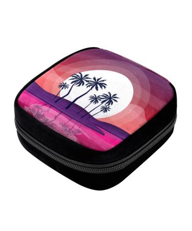 GIAPB Period Bag Sanitary Napkin Storage Bag Pad Holder for Period Makeup Pouch Summer Coconut Tree Color3590