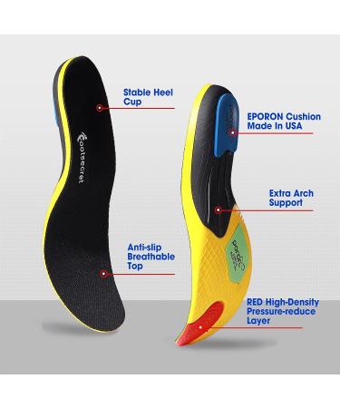 FOOTSECRET Running Insoles for Moderate Sports | Plantar Fasciitis Shock Absorption | Medium Arch Support (L Black) - Buy Online on GoSupps.com