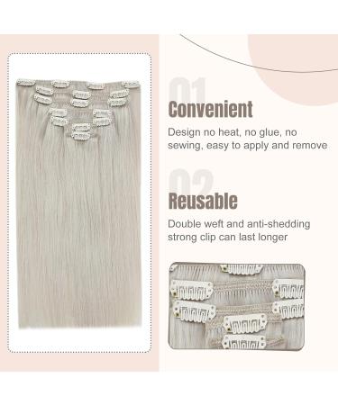 FSHINE 120G Clip In Hair Extensions - Real White Blonde 35cm | 7pcs Smooth Double Brick Clips - #1000 - Buy Online on GoSupps.com