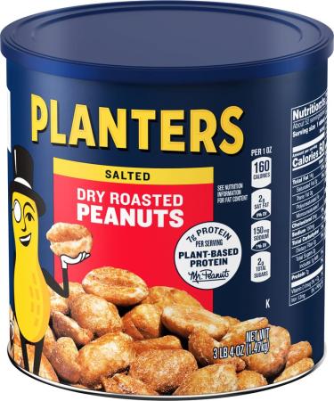 Planters Dry Roasted Peanuts 52 oz Canister & Almonds 3.25 lb Pack of 2 - Fresh & Crunchy Nut Mix - Buy Online on GoSupps.com