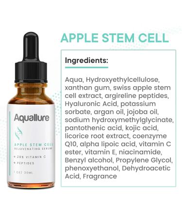 Buy Aquallure Apple Stem Cell Rejuvenating Serum - 20% Vitamin C Peptides & Hyaluronic Acid for Youthful Skin - International Shipping Available - Buy Online on GoSupps.com
