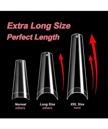 FITDON XXL Long Coffin Nail Tips - 600pcs Clear Acrylic Fake Nails for Salons and DIY Nail Art - Buy Online on GoSupps.com