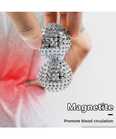2 Magnetic Massage Hedgehog Balls & 3 Acupressure Rings - Stress Relief Yoga Balls (Silver) | International Shipping - Buy Online on GoSupps.com