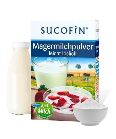 Sucrofin Lean milk powder 27 x 250g of advantage pack easily soluble ideal as coffee whites and for cooking baking for muesli desserts perfect for restaurant office at home caf inn 250 g (27 Pack)