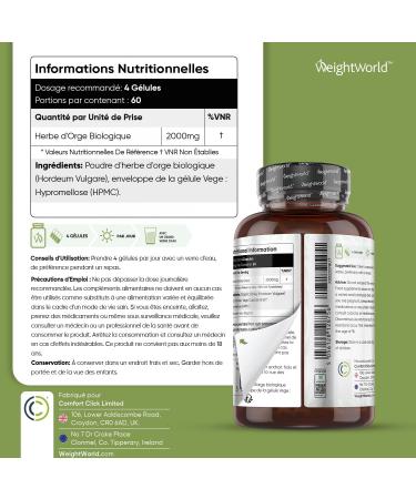 Organic Barley Herb Capsules - 240 Vegan Capsules (2 Months) - Super Food Greens Powder Barley Powder Free Magnesium Stearate Gluten Free & Non-GMO - 100% Natural & Organic Barley 2000mg/Serving - Buy Online on GoSupps.com