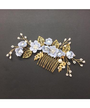 FOMIYES Bride Wedding Hair Accessories Pearl Flower Hair Comb Rhinestone Bridal Hair Piece Wedding Headpiece for Women and Girls Blue - Buy Online on GoSupps.com