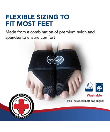 Dr. Arthritis Toe Straightener Foot Brace - Adjustable Big Toe Corrector and Bunion Brace for Men & Women (Black) - Buy Online on GoSupps.com