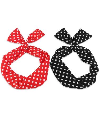 2 Pieces Women s Chiffon Head Wrap - Polka Dot & Paisley Elastic Stretch Headbands for Girls & Ladies - Stylish Hair Accessories - Buy Online on GoSupps.com