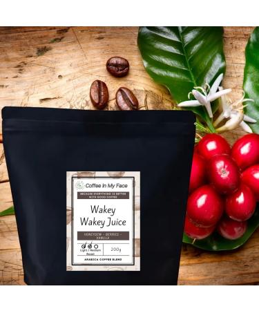 Wakey Wakey Juice: Freshly Roasted 100% Arabica Coffee Beans - Light/Medium Roast (200g) - Buy Online on GoSupps.com