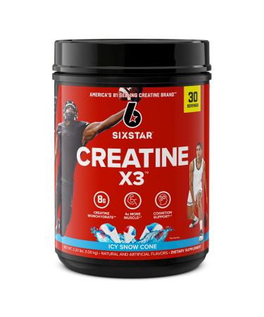 Six Star Creatine Powder Creatine X3 | Creatine HCl + Creatine Monohydrate Powder |Muscle Recovery Workout Supplement | Creatine Supplements | ICY Snow Cone (30 Servings)