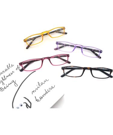 MODFANS Reading Glasses - 4 Pairs Fashion Readers Narrow Frame Spring Hinge for Men Women - 4 Mix Color - 2.0 2.5x - Buy Online on GoSupps.com