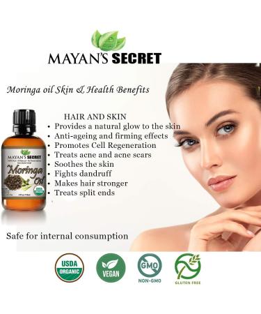 MORINGA OIL - VIRGIN ORGANIC USDA CERTIFIED COLD PRESSED - Buy Online on GoSupps.com
