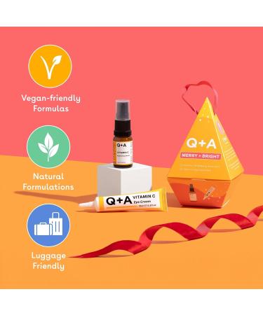 Q+A Merry + Bright Gift Set Vitamin C Skincare Duo Brightening Serum (10ml) & Eye Cream (15ml) Radiance-Boosting Gift for Hydrated Glowing Skin Stocking Stuffers - Buy Online on GoSupps.com
