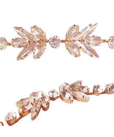Handmade Bridal Hair Jewelry | Crystal Leaves Hair Band for Weddings Anniversaries & Valentine's Day - Rose Gold - Buy Online on GoSupps.com