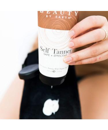 Organic Self Tanner with Aloe Vera & Shea Butter - Sunless Tanning Lotion for Natural Fake Tan - Includes Exfoliating Shower Gloves - Light, Medium, or Dark - Buy Online on GoSupps.com