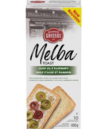 Boulangerie Grissol Melba Toast Olive Oil & Rosemary - Savoury Light and Crispy Snack for at Home or On The Go 400g Unit Pack 1 Melba Toast Olive Oil & Rosemary 400 g (Pack of 1) - Buy Online on GoSupps.com